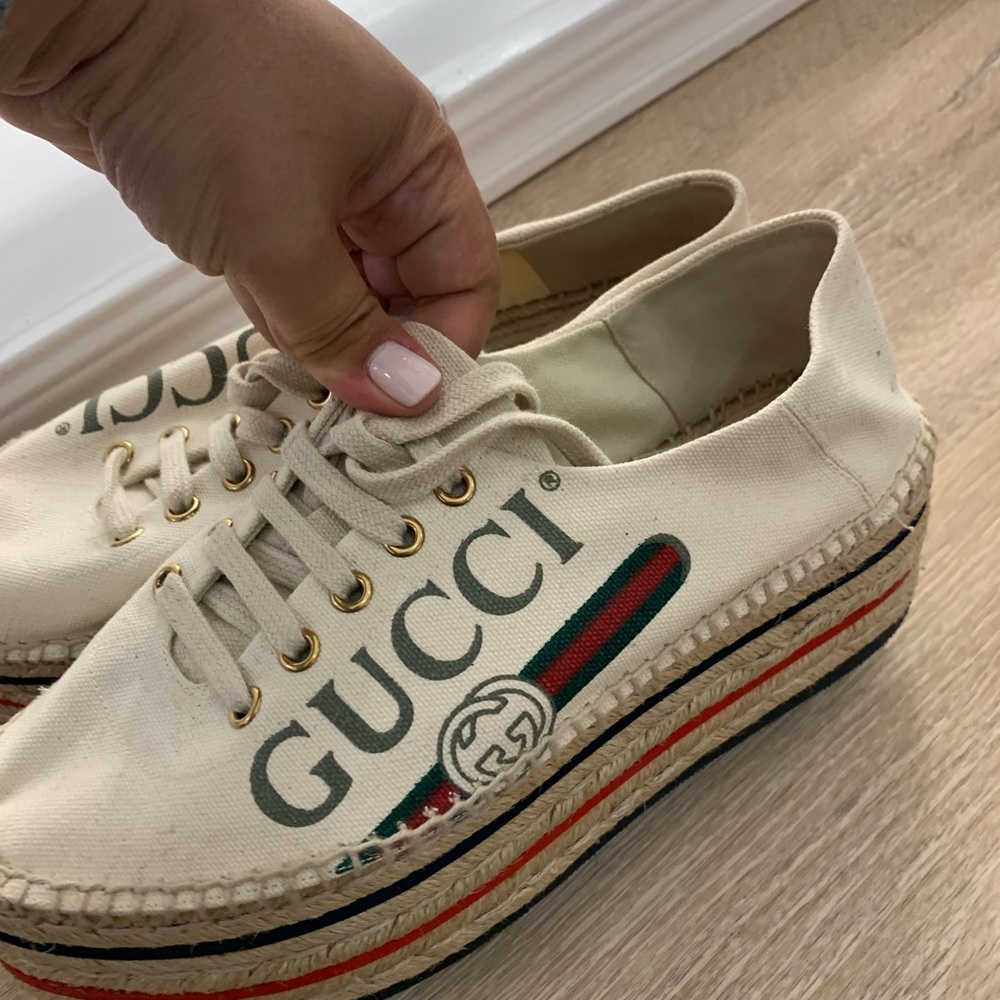 GUCCI espadrille sneaker can be worn with heel down as slip on